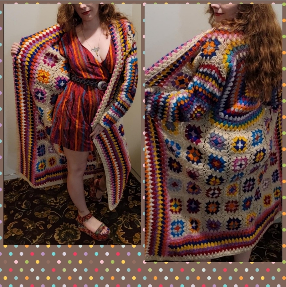 Granny square knitt sweater duster - Picture 4 of 5